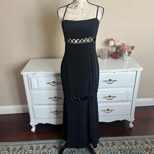 Black evening gown with embellishments